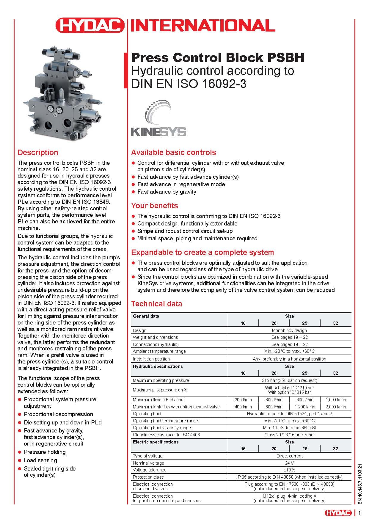 HYDAC 沖床專用控制油路塊模組(符合3安規)