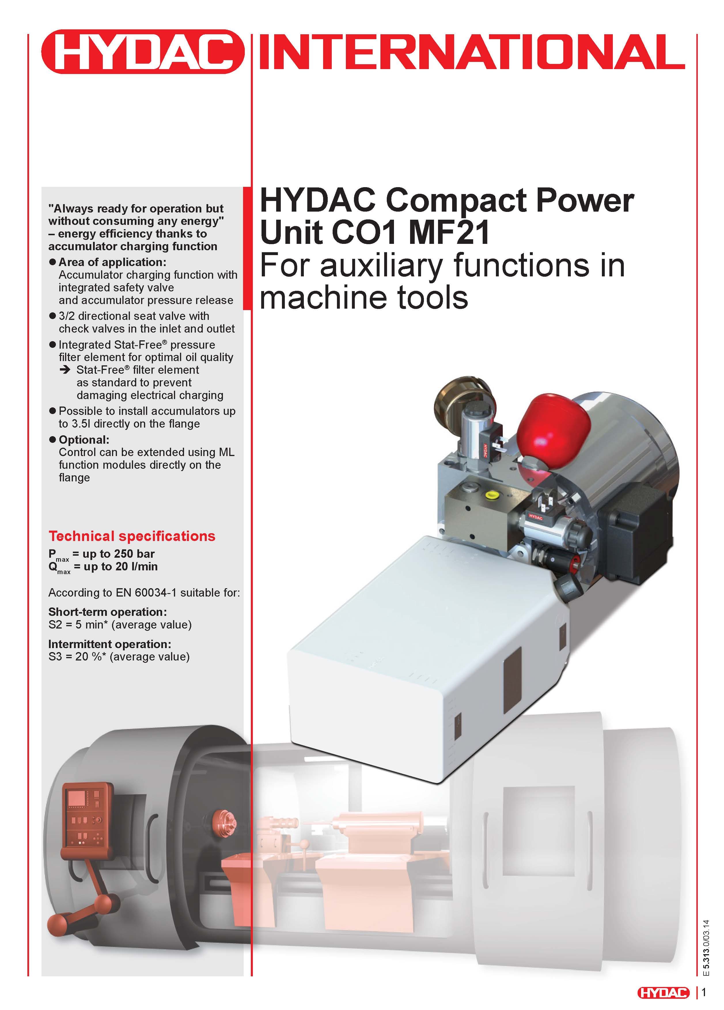 HYDAC CO1-MF21 微型油壓單元(內含絕對過濾精度濾心)