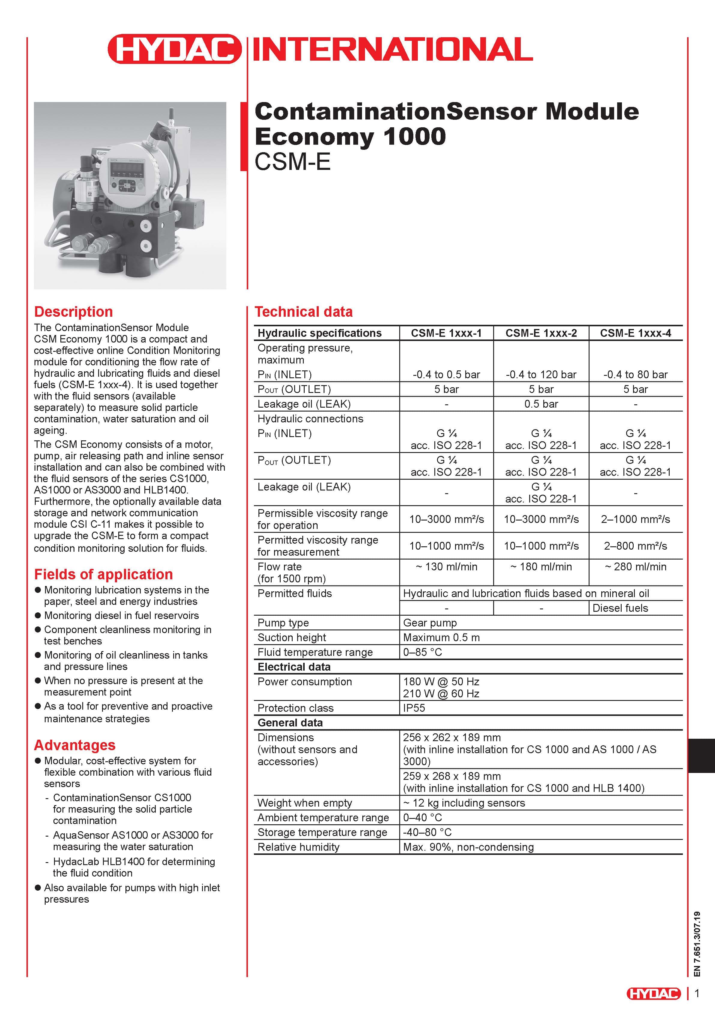 HYDAC CSE 油品汙染度＋水分＋油質狀況線上監測模組