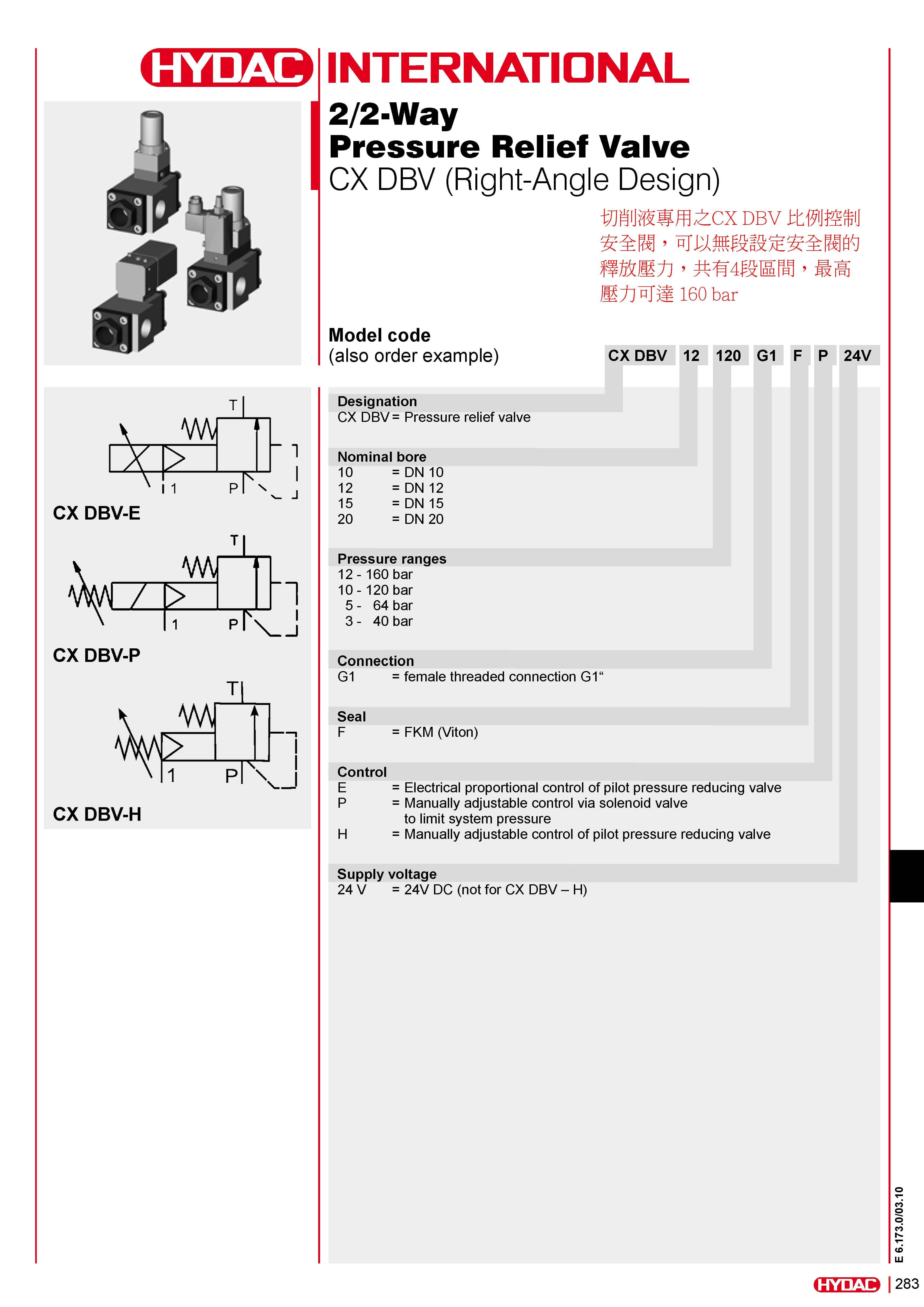 HYDAC CX-DBV CTS中央出水調壓閥