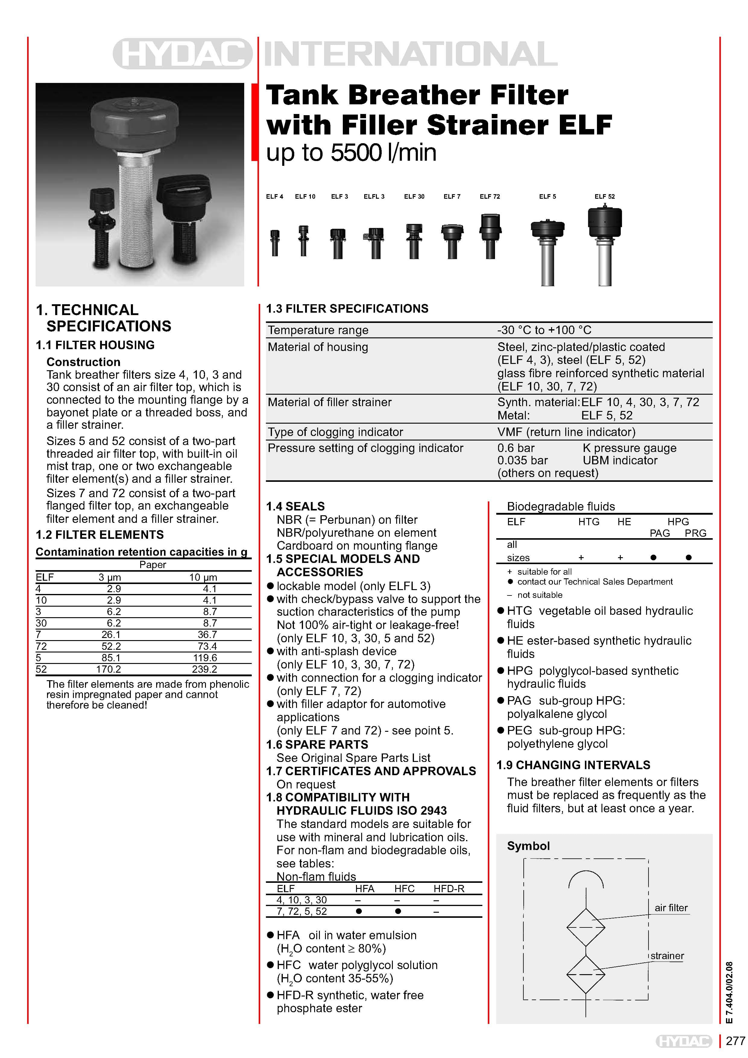 HYDAC ELF 呼吸器兼油品過濾器