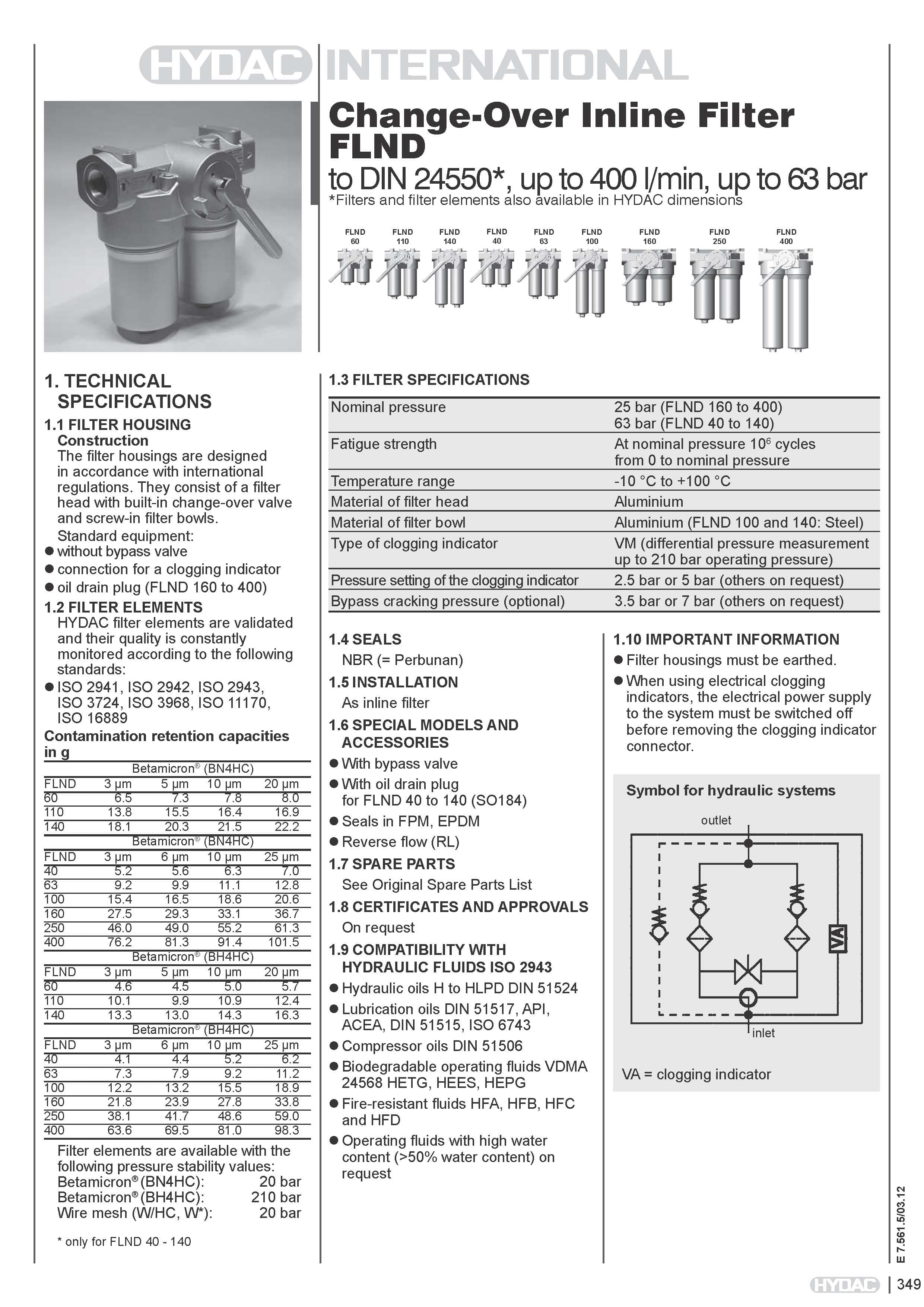 HYDAC FLND-Katalogversion 切換式過濾器
